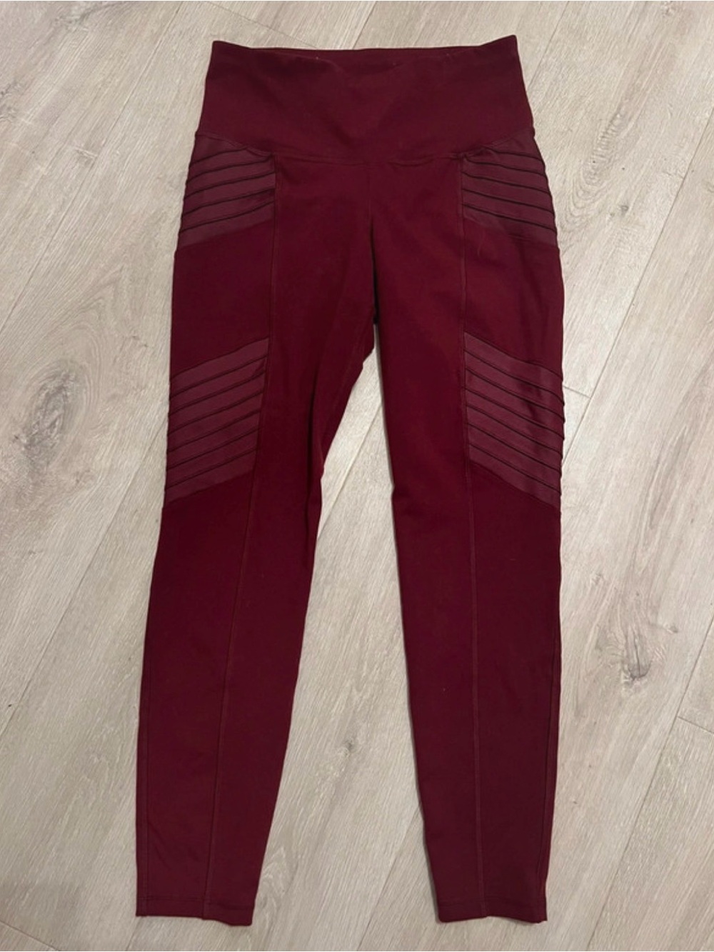 Old Navy Maroon High-Waist Moto Panel Leggings